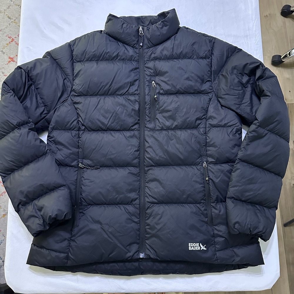 Eddie Bauer Women XL Black Down 650 Packable Puffer Jacket Lightweight Coat